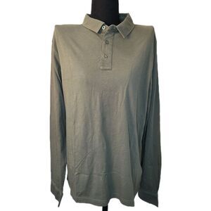 Luigi Fusaro Men's Polo Shirt Large Long Sleeve Olive Green Supima Cotton